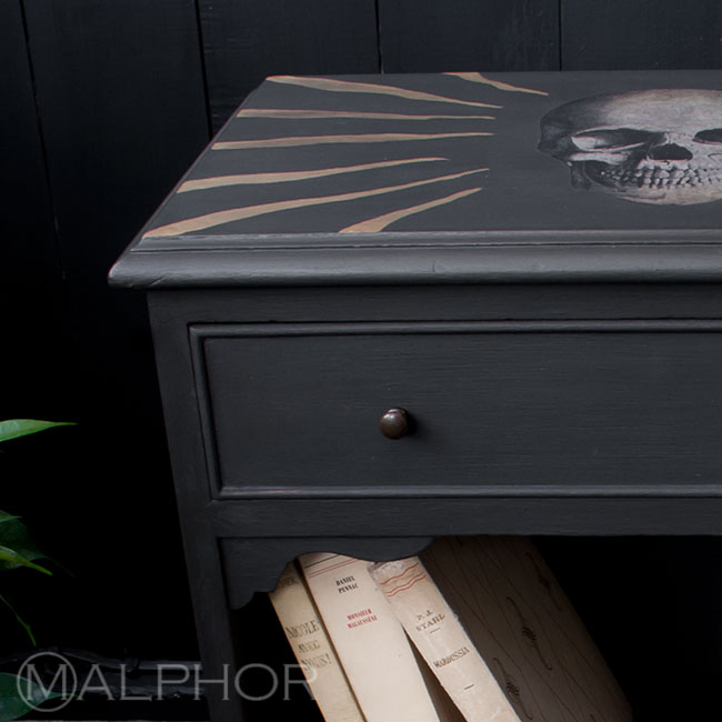Chalk Paint and skull decoupage small bookcase