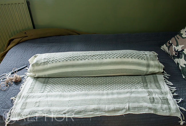 Roll bolster in scarf